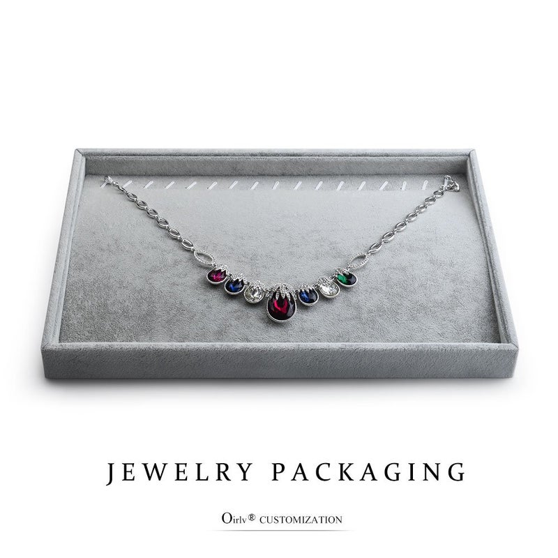 Oirlv Velvet Stackable Jewelry Display Trays Showcase Jewelry Organizer Storage Trays(necklace display) - Image 2